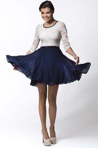 White&Blue Lace Top Romantic Dress