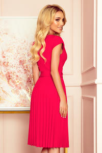 Raspberry Pink Cocktail Pleated Dress