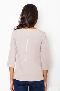 Beige 3/4 Sleeves Blouse with Zippers