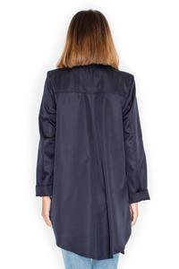 Dark Blue Loose Lapels Light Spring Coat