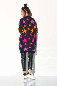 Black Cardigan without Fastening with Colorful Stars