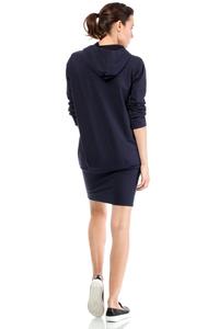 Navy Blue Casual Hooded Slim Skirt with Zipp Dress