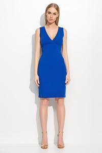 Blue Slim Waist V-Neckline Elagant Tube Coctail Dress