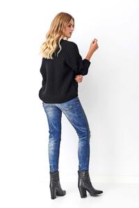 Black Classic Oversize Sweater with V-neck