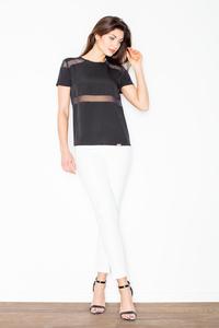 Black Simple Blouse with Transparent Details