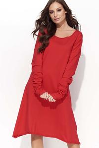 Red Flared Casual Dress