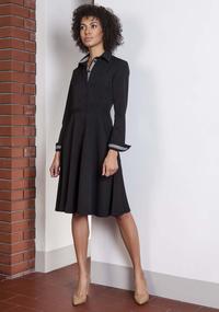 Black Midi Shirtdress With Collar