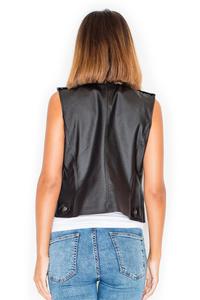 Black Asymetrical Zip Closure Vest Blouse