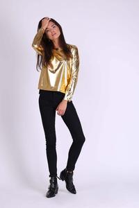 Gold Simple Blouse with Shimmering Fabric