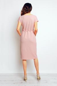 Pink Casual Midi Dress with Big Pockets