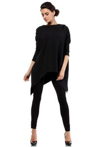 Black Oversized Asymetrical Hooded Blouse