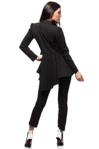Black Seam Blazer with Cascading Back Hemline
