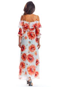 Maxi Dress Red Flowers Sleeveless