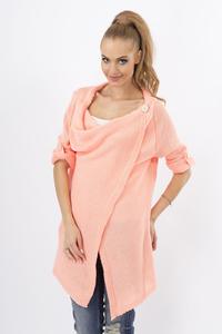 Apricot Stylish One Button Rolled-up Sleeves Cardigan