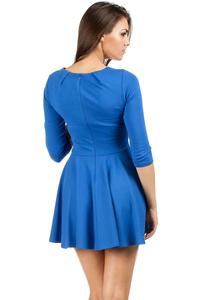 Blue Pleated Neckline Flippy Dress