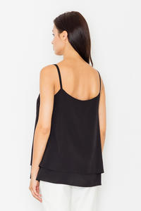 Black Two Layers Spaghetti Straps Top