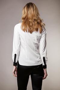 White Office Style Shirt with Contrasting Black Details