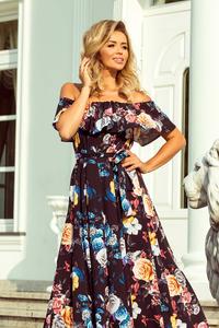 Black Flowers Maxi Elegant Dress