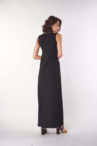 Black Maxi Summer Dress with a Rectangular Neckline
