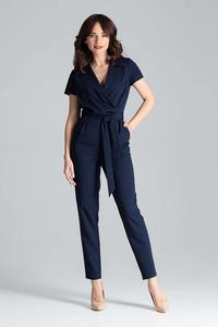 Nevy Blue Elegant Suit with Envelope Neckline