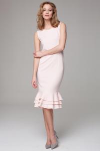 Powder Pink Coctail Midi Dress with Frills
