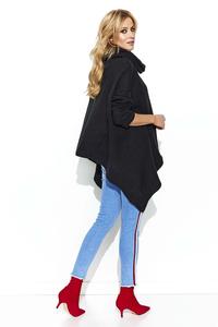 Black Loose Turtleneck Sweater with Long Sides