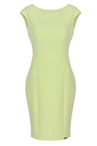 Green Straight Midi Dress with Stitching