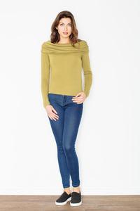 Green Knitwear Wide Tourtle Neck Blouse