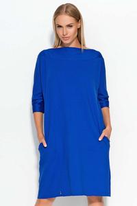 Blue Oversized Casual Dress with Side Pockets