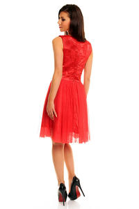 Red Evening Party Dress with Tulle 