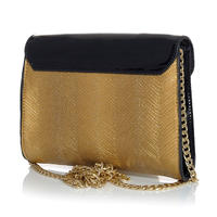 Elegant Shoulder Gold/Black Bag With Gold Chain Monnari