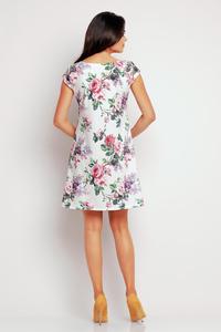 White Rose Print Short Sleeves Mini Dress