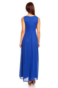 Blue V-Neck Slim Waist Prom Evening Dress
