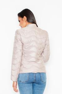 Beige Short Light Padding Asymetrical Zip Jacket