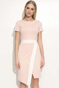 Pink Asymetrical Dress with Contrasting Stripe