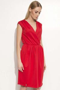 Red V-Neckline Sleeveless Dress
