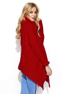 Red Loose Turtleneck Sweater with Long Sides