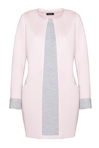 Pink Elegant Round Neck Short Coat