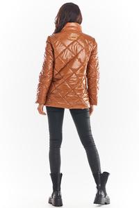 Beige Shiny High Neck Fall Jacket