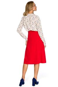 Red Flared Classic Midi Skirt