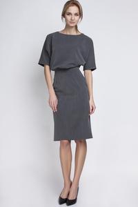 Dark Grey Elegant Pencil Skirt 1/2 Sleeves Dress