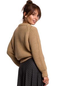 Classic Sweater with Neckline - Caramel