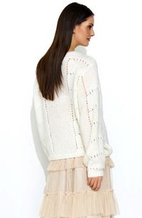 Ecru Loose sweater with an openwork pattern