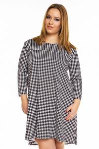Houndstooth 3/4 Sleeves Swing Dress PLUS SIZE