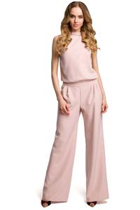 Powder Pink Collared Sleeveless Jumpsuit