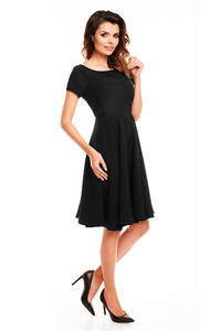 Black Short Sleeves Light Pleats Dress