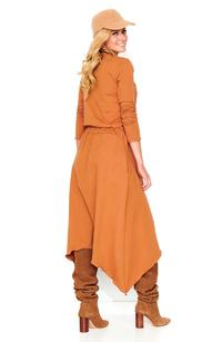 Camel Brown Asymetrical Midi Dress