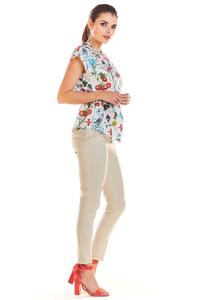 Ecru Stylish Blouse with a Floral Print