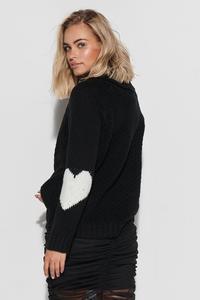 Turtleneck sweater with hearts on the sleeves - black