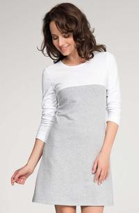 Grey&White Long Sleeved Flared Mini Dress